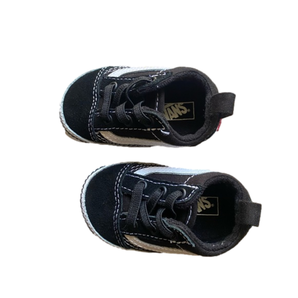 Vans Old Skool Crib shoes black and white Infant Size 2 - Picture 4 of 6
